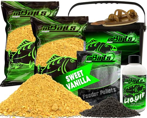 Angel-Berger Magic Baits Method Feeder Futterset Groundbait Liquid Pellets Futterkorb Futtermittel (Sweet Vanilla)