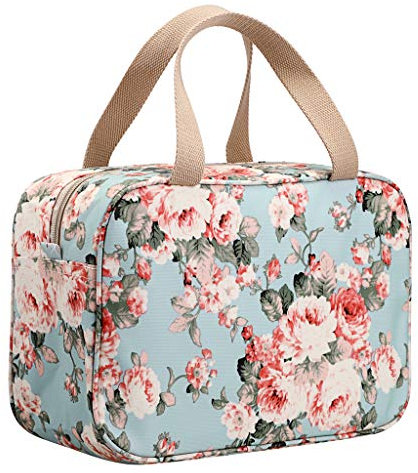 IGNPION Kulturbeutel für Damen, groß, wasserdicht, Kulturbeutel, Make-up, Organizer, Kosmetiktasche, Schwimmen, Turnbeutel, Hellblaue Blume, Einheitsgröße, Reise-Kulturbeutel in voller Größe