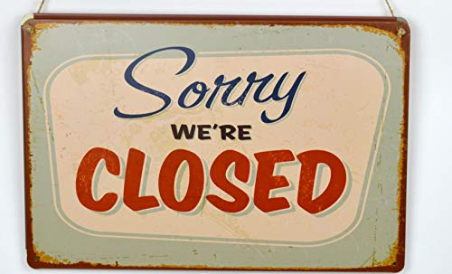 Closed Schild 20x30 cm Blechschild Geschlossen aus Metall – Retro Ladenschild Close Metallschild