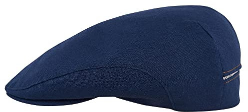 Sterkowski Derby Flatcap | 100% Leinen Super Leicht Herren Sommer Schiebermütze | Gatsby Sonnen Kappe Vintage Fisherhut Golf Cap Urbane Klassische Trendmütze Damen Retro Trucker Marineblau 54