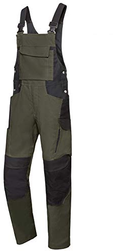 BP 1821-565-7332-52/54l Latzhose, Stretch-Hosenträger mit Clipbefestigungen, 285,00 g/m² Stoffmischung, oliv/schwarz, 52/54l