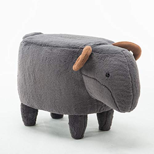 FZYE Kinder Tiere Fußschemel Kreative Cartoon Schaf Hocker Samt Gepolsterte Osmanen mit Abnehmbarer Abdeckung und Holzbeinen, Grau