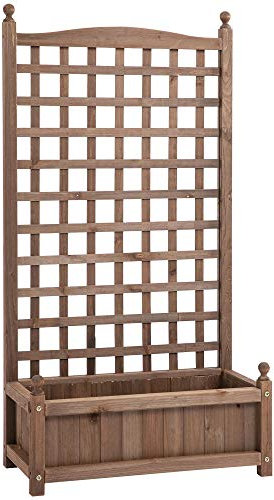 Outsunny Jardinière avec Treillis - bac à Fleurs - jardinière sur Pied - dim. 64L x 28l x 120H cm Inserts d'irrigation Inclus Bois Sapin traité