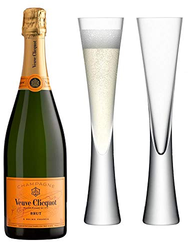 Veuve Clicquot Brut Champagne with LSA Flutes 75cl 12.5% abv