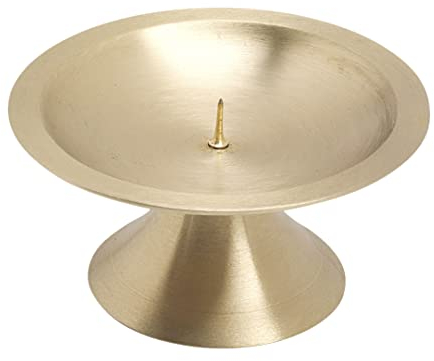 NKlaus Scheibenleuchter Ø11cm Messing Gold Kerzenleuchter matt Altarleuchter mit Dorn 10719