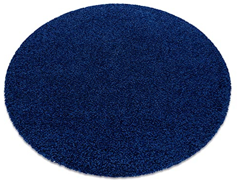 rugsx Teppich SOFFI Shaggy 5cm; für Kinderzimmer, Wohnzimmer, Schlafzimmer, langfloorteppiche, wohnzimmerteppich, dunkelblau, Kreis 100 cm
