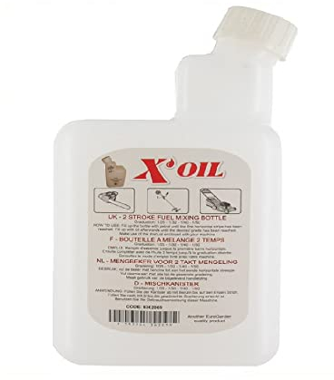 X'OIL - Bottiglia di plastica per miscelazione a 2 tempi, benzina e olio, sistema di graduazione, 21 x 10,5 x 8,5 cm