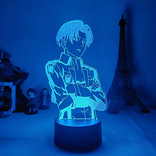 3D-Acryl-Illusionslampe, die Captain Levi Ackerman dekorativer Innenbeleuchtung bunte LED-Nachtlicht-Kind Geburtstagsgeschenk-7Folor keine Remote.