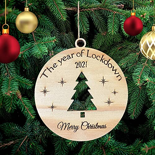 Year of Lockdown 2021 - Weihnachtsdeko aus Holz Weihnachtsbaum Deko Weihnachtsdekoration Ornament Weihnachtsbaumschmuck Holz Christbaumschmuck Mit Hanfseil