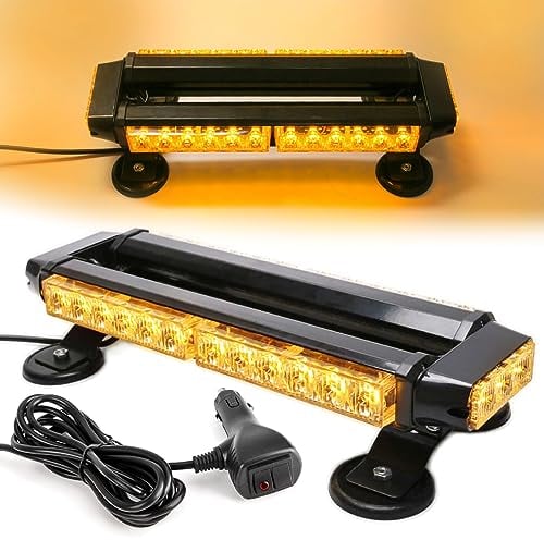 ROUTEKING Barre Lumineuse Clignotante Stroboscopique à LED - Rampe Gyrophare LED de Sécurité avec 30 LED Intensité pour Avertissement d'Urgence (Ambre)