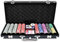 YUENFONG Pokerkoffer Pokerset mit 500 hochwertigen Laser Pokerchips, inkl. 2 Pokerdecks, 1 Dealer Button, 5 Würfel, 2 Schlüssel, für Party, Reise, Game（Schwarz）