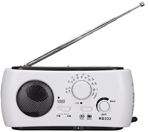 RD322 Radio Solaire Portable, Radio AM/FM/SW Multifonction, Lampe de Poche LED à Énergie Solaire avec Manivelle Dynamo, Chargeur de Téléphone d'urgence, pour Randonnée Camping