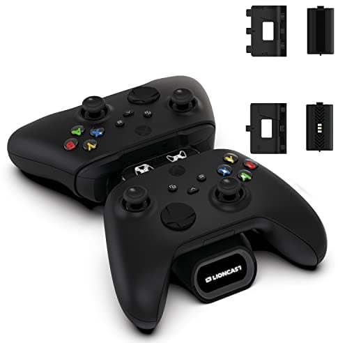 Lioncast Xbox Controller Ladestation Mit Wiederaufladbarem Akku (1200mAh) für One/Series X/S, Docking Station Mit LED-Anzeige