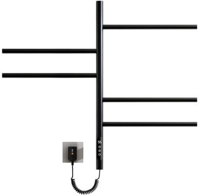 Scaldasalviette, 420x660mm, Rotazione di 180°, Portasciugamani Elettrico Intelligente a Temperatura costante, Radiatore da Bagno Elettrico, Portasciugamani Parete, Risparmio Energetico (Black)