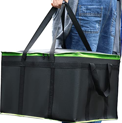 musbus Large Insulated Shopping Bag Thermal Bag Foldable Cooler Bag for Warm Delivery with Cold Cooling Function, Green, XXX-Large（24W x 15H x 14D）, Modern
