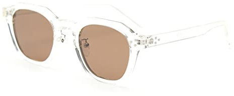 kachawoo Lunettes de soleil polarisées TR90 pour femmes hommes carrés polygone rétro vintage monture épaisse luxe marque design lunettes, Transparent avec marron, M