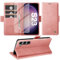 Handyhülle für Samsung Galaxy S23 5G Hülle mit Schutzfolie, Standfunktion Kartenfach Wallet Premium Leder Schutzhülle S23 5G Flip Case Cover Stoßfeste Klapphülle S23 5G 6.1 Zoll (Rosa)