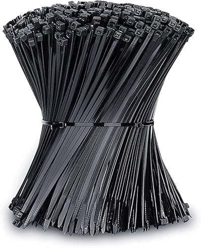 Black Cable Ties, 300mm x 4.8mm, Pack of 100, 12 Premium Nylon Zip Ties Multi-Purpose Plastic Tie Wraps Secure Self-Locking Mechanism for Home, Garden, Office and DIY by AAN