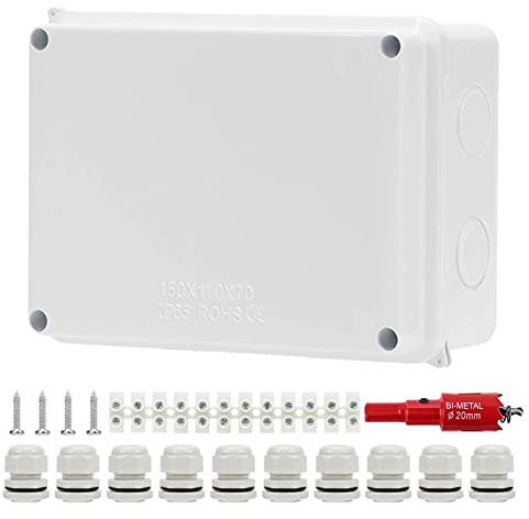 Abzweigdose Wasserdicht IP65 Aufputz Verteilerdose: Aicharynic Aufputz Abzweigkasten Klemmkasten ABS-Elektrokasten Kabelanschluss im Freien Elektroanschlusskasten 15x11x7cm Verbindungsdose für Ø6-12mm