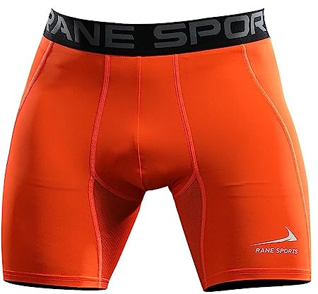 Rane Sports Pantaloncini Sportivi Attillati ad Asciugatura Rapida e Traspiranti, Pantaloncini Allenamento di Base con Cellulare Tasca Arancione Fluorescente M