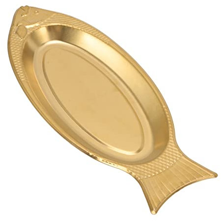 Stainless Steel Fish Shaped Platter, Decorative Snack Appetizer Serving Plate Dishes Food Storage Trays for Restaurants Home Kitchen(Gold, M)