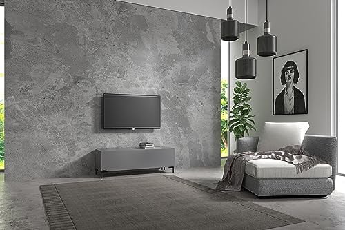 Wuun® TV-Board Lowboard Wohnwand TV-Bank Somero / 120cm / Platinum Grau/Vita Schwarz
