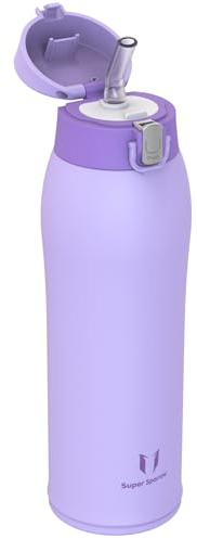 Super Sparrow Water Bottle with Straw - Ultralight Stainless Steel 18/10 Travel Mug - 750ml - BPA Free - Insulated Metal Flask - Leakproof Water Bottle for Sports, Travel, Work