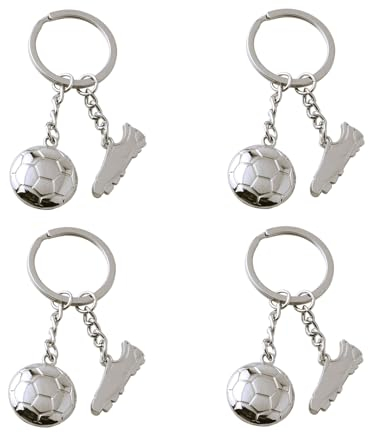 XoeLLe Fussball Schlüsselanhänger, 4 Stück Fussballschuh Metall-Schlüsselanhänger Auto Keychain Anhänger Deko Fußballplatz Sportfan Schlüsselanhänger Geschenke für Männer Jungen Frauen