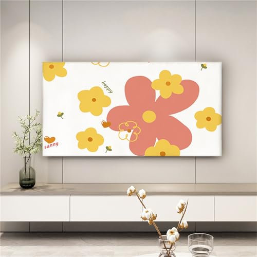 Treer TV Abdeckung Staubschutzhülle, Hülle Bezug für Fernsehen Schutzhülle Universal Fernseher Hülle Elastisch Staubschutz für 32-85 Zoll TV/PC-Bildschirme (Sonnige Blume,55-65 Zoll)