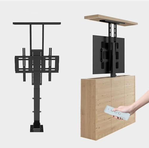 THEGA Support De Plancher - Ascenseur TV Motorisé pour Téléviseurs De 42 À 70 Pouces, Support De Télévision À Ascenseur Vertical avec Télécommande, Ascenseur Automatique pour Le Bureau À Domicile