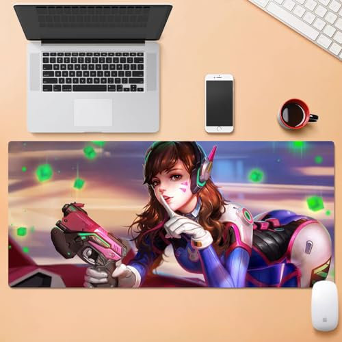 GeRRiT Overwatch Grand tapis de souris de jeu XXL avec base en caoutchouc naturel antidérapant durable, tapis de clavier lisse et imperméable pour joueur, bureau et maison (D.Va 1)
