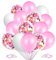 Luftballons Rosa Weiß, 60 pcs Konfetti Rosa Weiß Ballons, Pailletten Helium Ballon für Geburtstag, Hochzeit, Babyparty, Luftballons Girlande, Graduierung, Mädchen, Taufe, Kommunion Deko