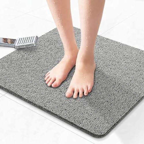 Tappetino da doccia antiscivolo, Tappeto Doccia Antiscivolo con Fori di Drenaggio, Tappetino Doccia, Tappetino Bagno Morbido E Confortevole, per Famiglie e Anziani (Grigio, 60 x 60 cm)