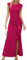 Missufe Schlitz Meerjungfrau Bodycon Maxi Abendkleider Damen Rüsche Flügelärmel Cocktail Ballkleid Hochzeit Festlich Kleid (Rosenrot, X-klein)