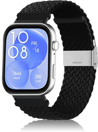 MiRowy Armband Kompatibel mit Huawei Watch Fit 4 Pro/4/3 Armbänder, Elastisch Geflochtene Ersatzarmbänder, Soft Nylon Sport Uhrenarmband für Huawei Watch Fit 4 Pro/4/3, Schwarz