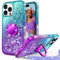 Unlicaku for iPhone 14 Pro Max Case with Stand, Sparkle Glitter Case with Ring and Lanyard, Women Girls Luxury Cute Bling Diamond Protective Phone Cover for iPhone 14 Pro Max, Purple