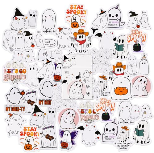 46PCS Halloween Ghost Stickers - Mini Size Cute Ghost Decorative Stickers for Children, Teens, Adults - Travel Case, Laptop, Calendars, Scrapbook, Suitcase, Notebooks, Journal