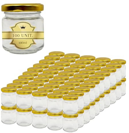 Espirito Rebelde Lot de 100 Pots en Verre Vides avec Couvercle 100 ml - Bocaux pour Confitures, Conserves, Miel, Yaourt- Cadeaux Mariage