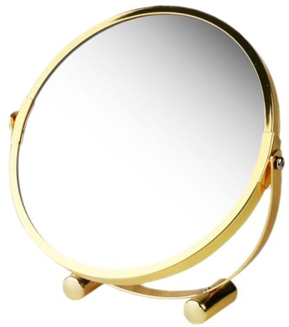 Mikinona Schminkspiegel Für Schreibtisch Drehbarer Glas-Spiegel Tischspiegel Aus Glas Und Eisen Kleiner Kosmetikspiegel Für Mädchen Und Frauen Für Wohnzimmer Und Arbeitszimmer