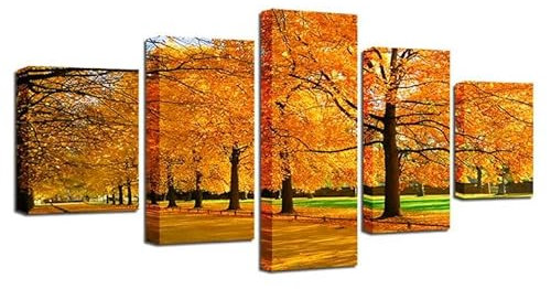 FatAco 5 Teile Herbst Baum Landschaft Natur Malerei Tuch Plakat Wanddekoration, Wandkunst Druckset (Rahmenlos)
