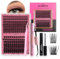 AIWEITA Wimpern Extensions Set 280PCS DIY künstliche Wimpern Einzelne Selbstanwendung Wimpern Natürliche Wimpern Cluster für Anfänger Fluffy Lash Clusters Set Mit Bond&Seal Und Pinzette (A+B, 8-16mm)