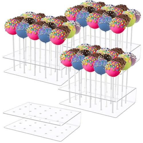 4 Stück Cake Pops Ständer, 20 Löcher Lollipop Holder Transparent Cakepopständer Acryl Popcake Halterung Lollipop Halter Ständer Cake Pop Halter Ständer Lollipop für SüßIgkeiten Backen, Partys