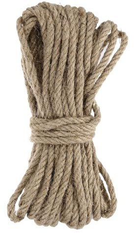 sourcing map Natural Jute Twine String 49ft x 8mm Long Strong Twine Rope for Arts Crafts Ribbon Gift Wrapping Packing Christmas Wedding, Khaki
