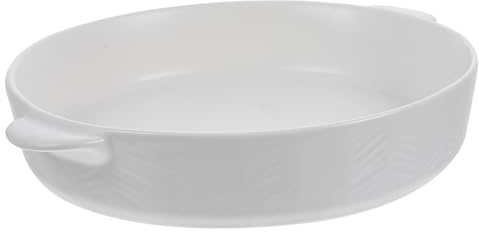 HOLIDYOYO Saladier Rond en Céramique Blanche Double Poignée pour Cuisson Uniforme, pour Servir Poulet et Fruits Dîner Quotidien