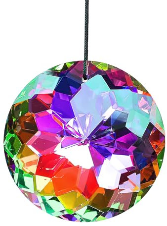 Kristall Prismenkugel Regenbogen Sonnenfänger, AB-Farbglas Glas hängende Ornamente, Regenbogenmacher, Suncatcher Kristall, für Haus und Garten Fenster Ornament Handwerk Deko(75mm)