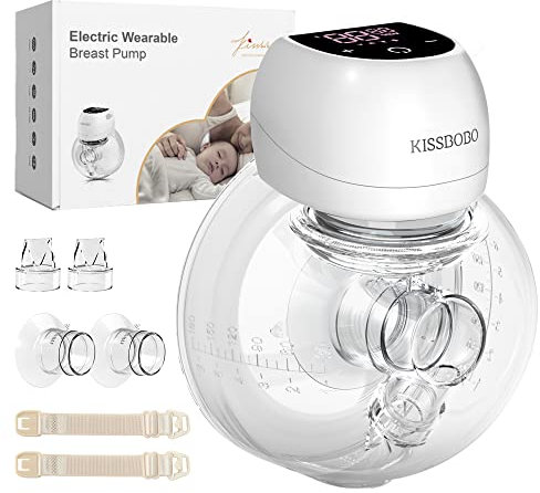 Breast Pump Electric, Hands Free Breast Pumps Wearable Portable,4 Modes 12 Levels with LED Dispaly, Low Noise Painless Rechargeable Wireless Electrical W/ 21/24MM Flanges, White