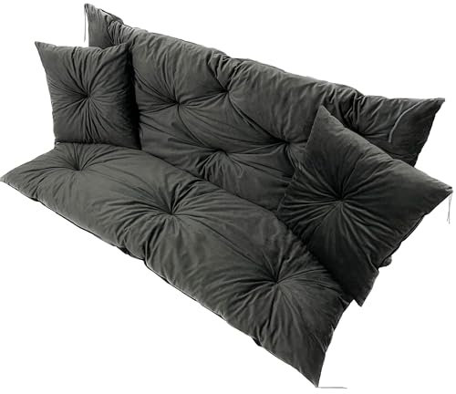 EDANTI Hollywoodschaukel Auflage Set Sitzauflagen Gartenmöbel Gartenkissen Sitzkissen Bankauflage Wasserdichtes Schaukelkissen +2X Kleinere Kissen (180x60x50cm)