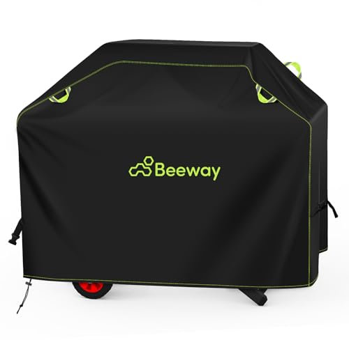 BEEWAY BBQ Cover, Waterproof Barbecue Cover Outdoor fits Gas Grill Weber, Brinkmann, Char Broil - 420D Oxford Fabric, Windproof, Rip-Proof & UV Protection, 168cm x 61cm x 122cm