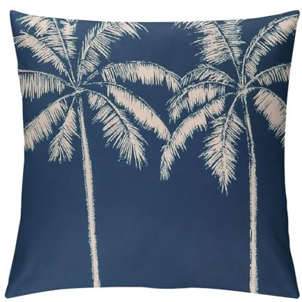 gemütlich Dekorative Zierkissen Tropical Palm Navy Blue Coconut Beach Cremalleras Unsichtbar Sofakissenbezüge 45×45cm für Wohnaccessoires Bett thematische
