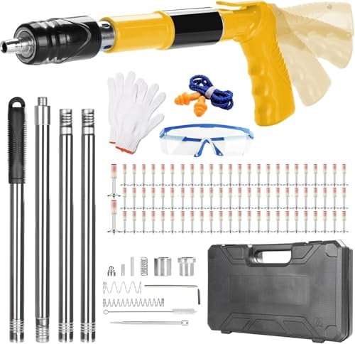 Cloueur Beton, Cloueuse Rivet Gun, Pistolet à Clous Manuel avec 5 Niveaux de Réglable, Pistolet à Ongles Portable avec 120 Clous Ronds, Kit pour Ongles en Béton, pour Murs en Béton, Plafonds (Jaune)
